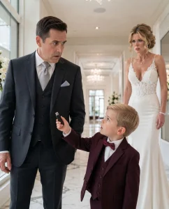 Before we reached the altar, my three-year-old grandson squeezed my hand and whispered, “Grandpa, she was mean to Mommy.” Then he pointed toward my future wife and pulled a USB drive from his tiny pocket—one that would soon reveal the truth she had been hiding.