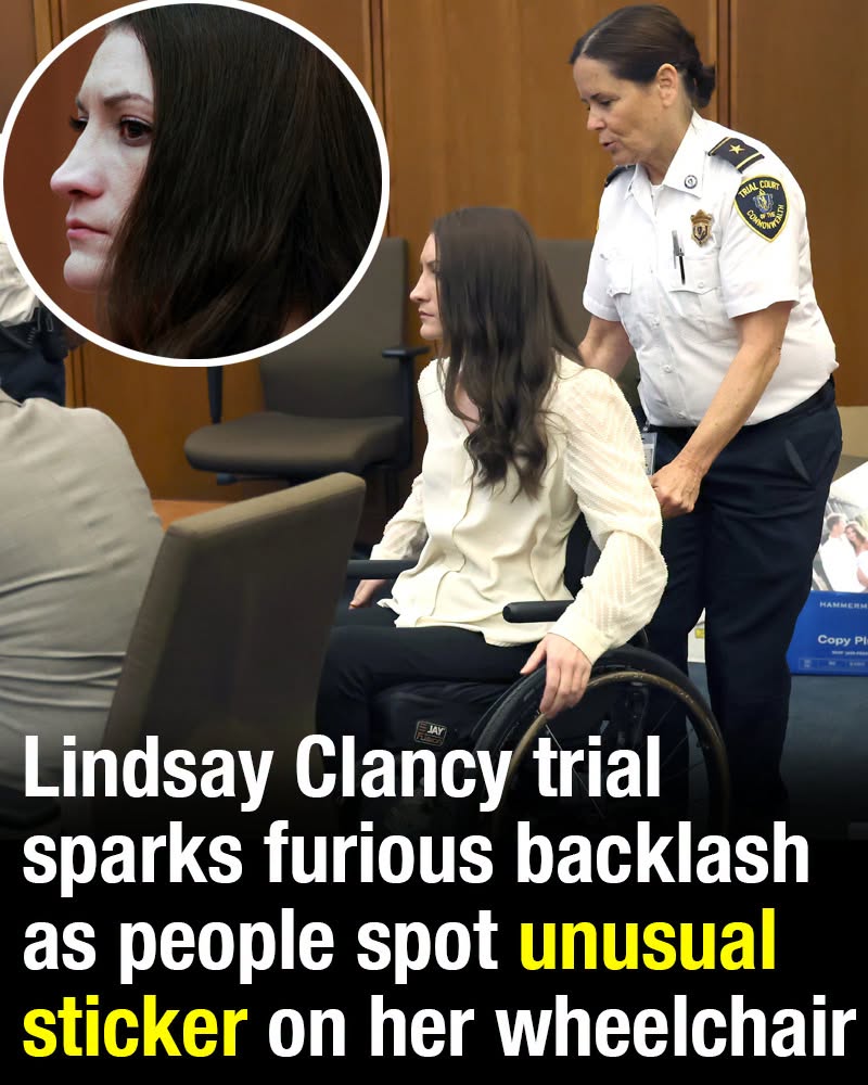 Lindsay Clancy trial sparks furious backlash as people spot unusual sticker on her wheelchair