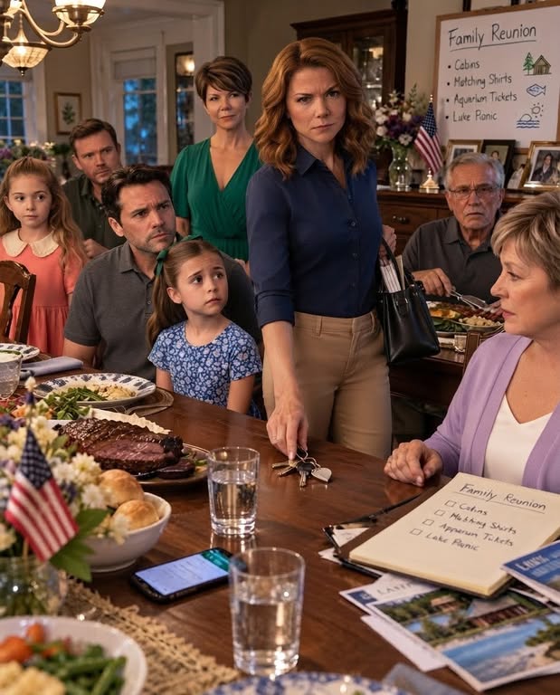 My mother said there was no room for my husband’s eight-year-old daughter at the family reunion because she was “not really family”—so I reached into my purse, put one thing on the table, and the entire room went silent