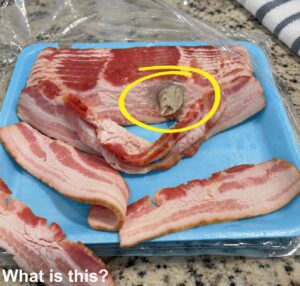 I went to the store and bought some bacon, brought it home to eat.