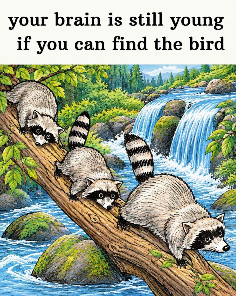 Can You Find the Hidden Bird in the Raccoon Forest?