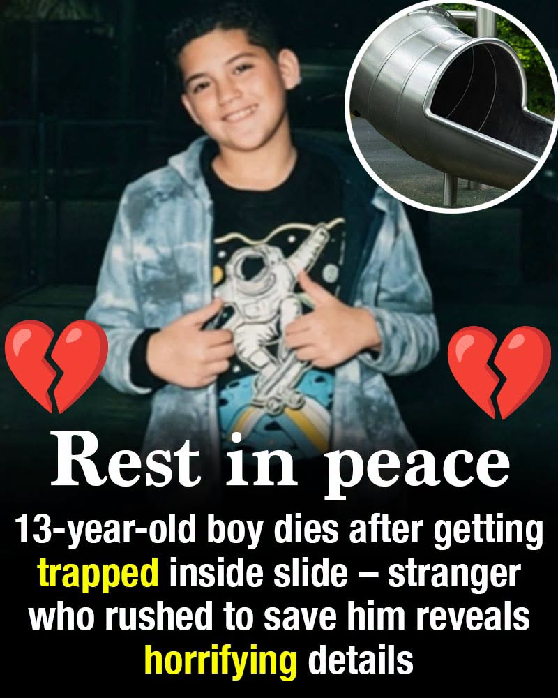13-year-old boy dies after getting trapped inside slide – stranger who rushed to save him reveals horrifying details