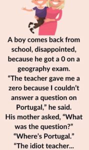 A boy comes back from school