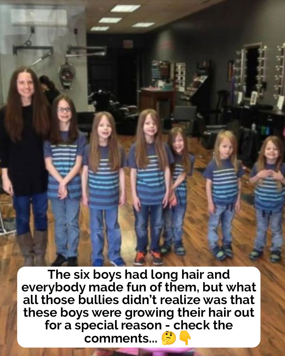 6 sons all cut off their long hair to donate it to charity