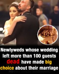 Newlyweds whose wedding left more than 100 guests dead have made a choice about their marriage
