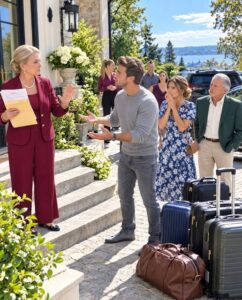 My son secretly got married without inviting me because the wedding was for “people with status.” I congratulated him, changed the locks on my $1.94 million beach house, and placed his suitcases on the lawn. Twelve days later, he returned from Hawaii to find a crowd waiting for me to hand over the keys.