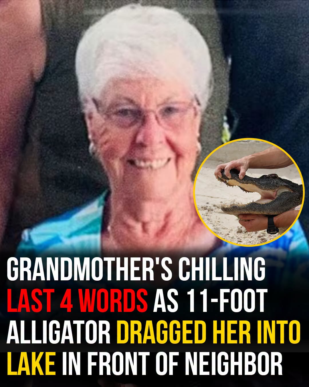 Grandmother’s last 4 words as 11-foot alligator dragged her into lake in front of neighbor