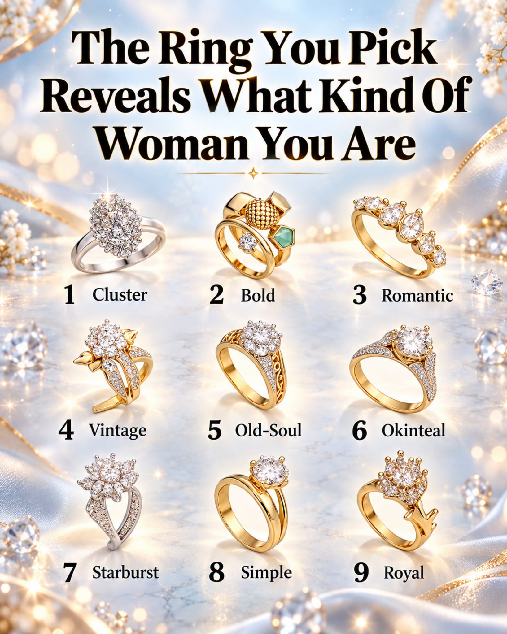 The Ring You Pick Reveals What Kind of Woman You Are — Choose One and Discover Your Hidden Personality